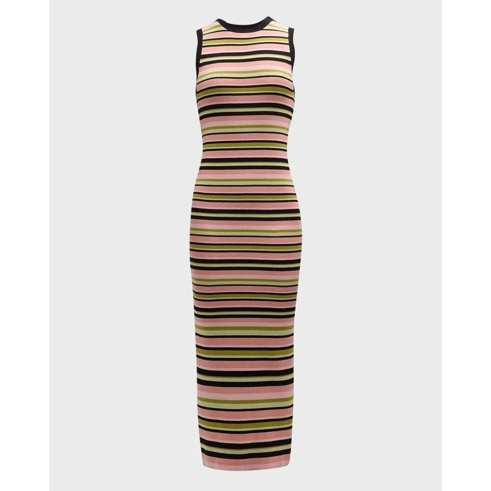 ATM Anthony Thomas Melillo Striped Rib Knit Tank Midi Dress Size Large